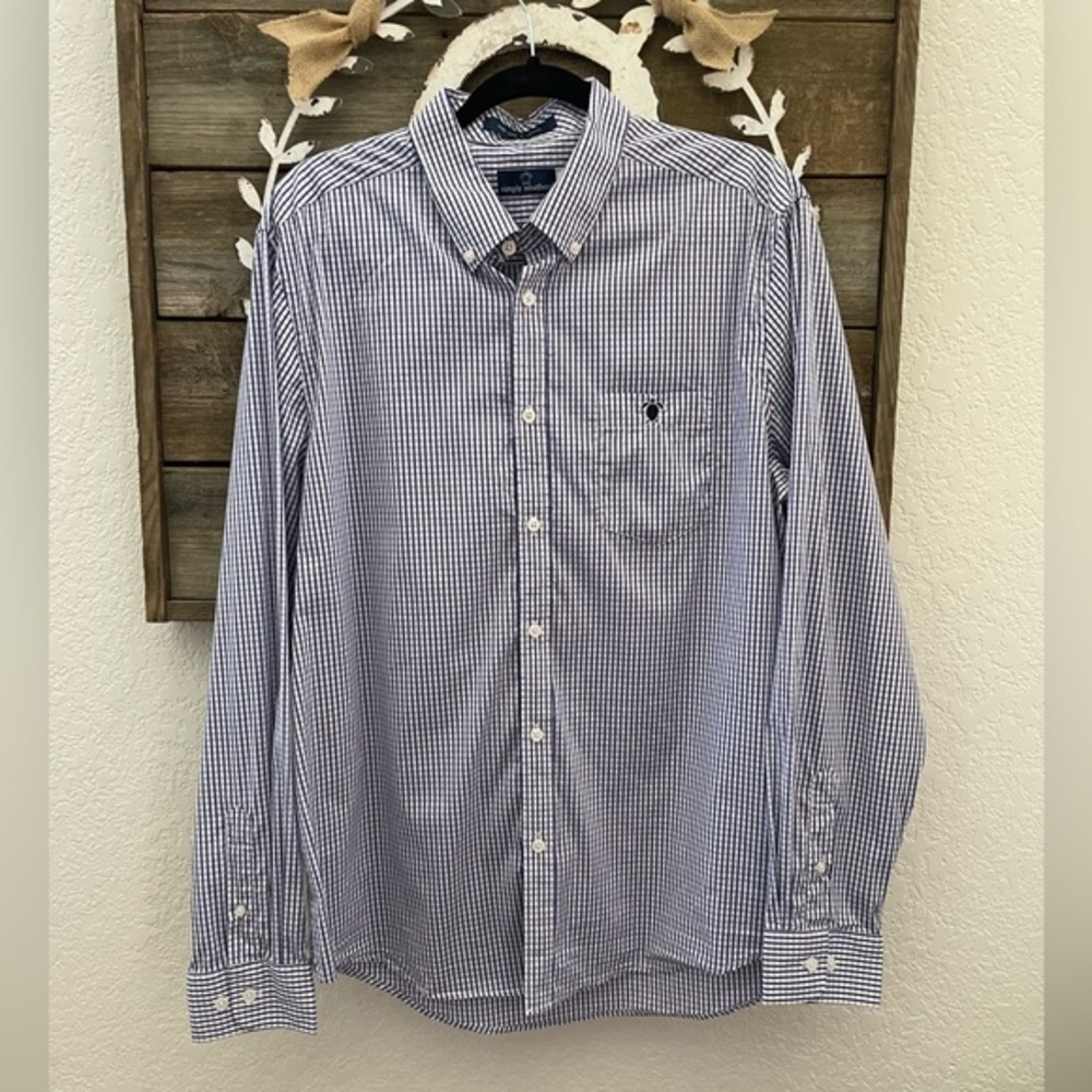Southern Tide blue‎ gingham plaid button down shirt size XL